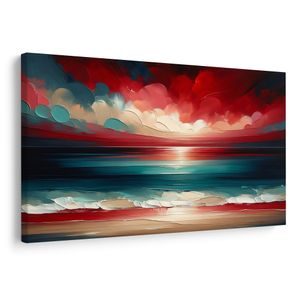 SLIKA RDEČE NEBO NAD OCEANOM - SLIKE MORJE IN PLAŽA - SLIKE