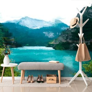 TAPETE GEMALTER BERGSEE - TAPETEN MIT NATURMOTIVEN - TAPETEN