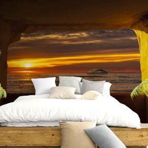 PAPIER PEINT PANORAMIQUE – VUE SUR LE COUCHER DE SOLEIL - PAPIERS PEINTS NATURE - PAPIERS PEINTS PANORAMIQUES