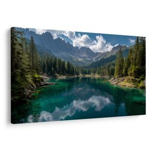 КАРТИНА НА ПЛАТНО – ПЛАНИНСКО ЕЗЕРО В ГОРАТА - КАРТИНИ НА ЕЗЕРОТО - КАРТИНИ