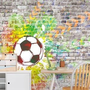 SELF ADHESIVE WALLPAPER VICTORY BALL ON A BRICK WALL - SELF-ADHESIVE WALLPAPERS - WALLPAPERS