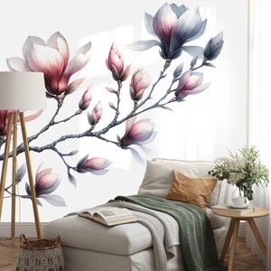 FOTOTAPETE ZARTE MAGNOLIEN AUF WEISSEM HINTERGRUND - MAGNOLIEN-TAPETEN - TAPETEN