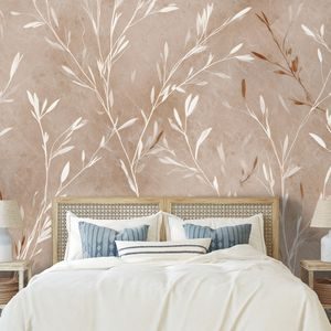 SAMOLEPÍCÍ TAPETA JEMNÉ BÉŽOVÉ VĚTVIČKY - WALLPAPERS LEAVES - WALLPAPERS