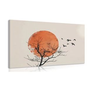 OBRAZ JAPANDI MESIAC S KŔDĽOM VTÁKOV - OBRAZY - 🔥 TOTÁLNY VÝPREDAJ