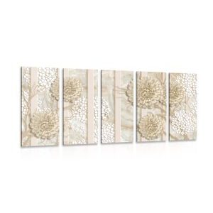 5-PIECE CANVAS PRINT ABSTRACT FLOWERS ON A MARBLE BACKGROUND - 5-PIECES - 🔥 TOTAL SALE 🔥