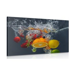 WANDBILD OBST IM WASSER - BILDER VON ESSEN UND GETRÄNKEN - BILDER