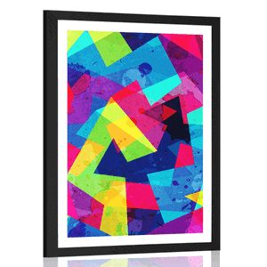 PLAKAT Z PASSE-PARTOUT GEOMETRYCZNY WZÓR Z EFEKTEM GRUNGE - POP ART - PLAKATY