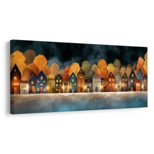 OBRAZ SVÁTEČNÍ OSVĚTLENÉ DOMKY - BAREVNÉ DOMY - PICTURES