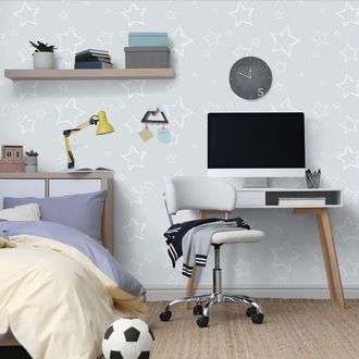 SAMOLEPÍCÍ TAPETA ŠEDÉ VESMÍRNÉ HVĚZDIČKY - SAMOLEPÍCÍ TAPETY - TAPETY