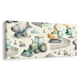 OBRAZ BAGRY A TRAKTORY PRO DĚTI - DĚTSKÉ OBRAZY DOPRAVNÍ PROSTŘEDKY - OBRAZY