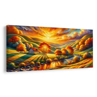 OBRAZ ZLATÉ PODZIMNÍ ÚDOLÍ - OBRAZY VÝCHOD A ZÁPAD SLUNCE - OBRAZY
