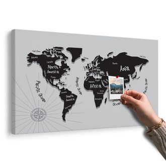 OBRAZ NA KORKU JEDINEČNÁ ČERNOBÍLÁ MAPA - OBRAZY NA KORKU - OBRAZY