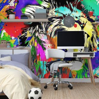 WALLPAPER COLORFUL LION HEAD - ABSTRACT WALLPAPERS - WALLPAPERS