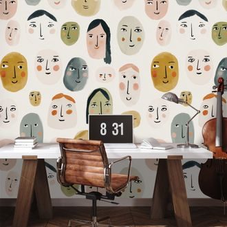 SAMOLEPÍCÍ TAPETA BAREVNÉ ABSTRAKTNÍ TVÁŘE - TAPETY LIDÉ A CELEBRITY - TAPETY