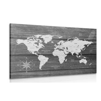 OBRAZ MAPA S DŘEVĚNÝM POZADÍM - OBRAZY MAPY - OBRAZY