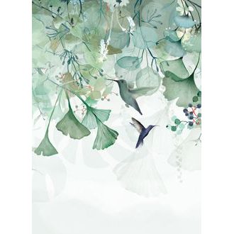TAPET FRUNZE VERZI CU COLIBRI - TAPETURI - 🔥 REDUCERE TOTALÃ