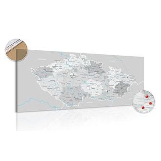 OBRAZ NA KORKU ŠEDÁ MAPA ČESKA S KONTRASTOM - OBRAZY NA KORKU - OBRAZY