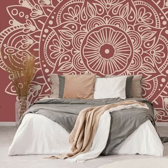 WALLPAPER MANDALA ON A BURGUNDY BACKGROUND - WALLPAPERS FENG SHUI - WALLPAPERS