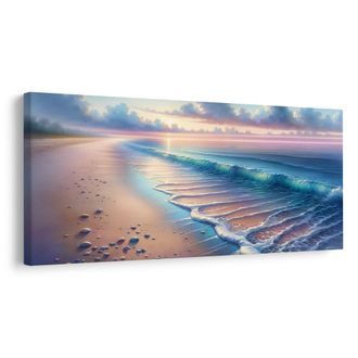 OBRAZ PASTELOVÁ PLÁŽ PŘI SVÍTÁNÍ - OBRAZY MOŘE A PLÁŽ - OBRAZY