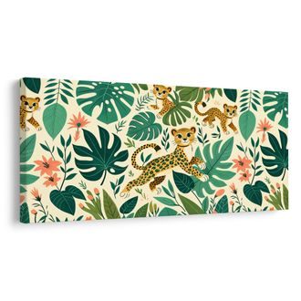 OBRAZ HRAVÍ GEPARDI A LISTY - DĚTSKÉ OBRAZY ZVÍŘÁTKA - OBRAZY