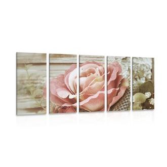 5-TEILIGES WANDBILD ELEGANTE VINTAGE-ROSE - VINTAGE- UND RETRO-BILDER - BILDER