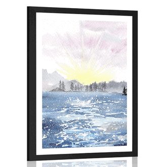 POSTER WITH MOUNT SKETCHED LANDSCAPE - NATURE - POSTERS