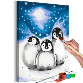 Pictare conform numerelor pinguini drăguți - Three Penguins