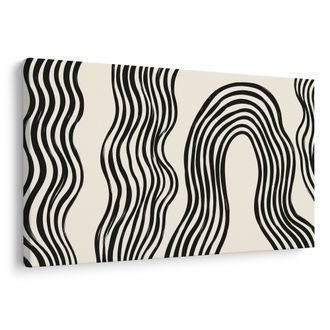 TABLEAU SUR TOILE – LIGNES ONDULÉES ABSTRAITES EN NOIR ET BLANC - IMAGES FORMES ABSTRAITES - TABLEAUX