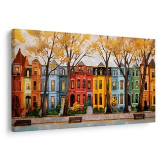 OBRAZ BAREVNÉ DOMY V ALEJI - BAREVNÉ DOMY - OBRAZY