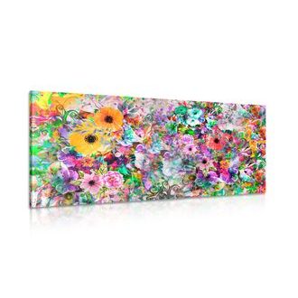 WANDBILD BUNTFARBIGE BLUMEN - ABSTRAKTE BILDER - BILDER