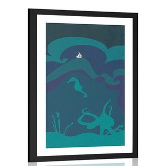 Poster with passepartout underwater world