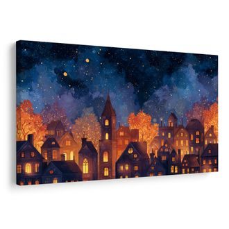 OBRAZ KOUZLO VÁNOČNÍ VESNICE - BAREVNÉ DOMY - OBRAZY