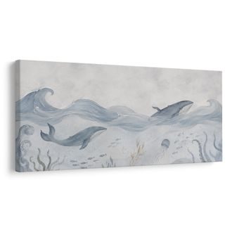 TABLEAU SUR TOILE – MONDE SOUS-MARIN AVEC DES BALEINES - TABLEAUX DE BALEINE - TABLEAUX