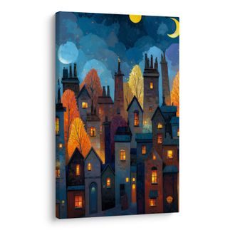 OBRAZ SVÁTEČNÍ MĚSTSKÁ KRAJINA - BAREVNÉ DOMY - PICTURES