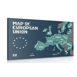 OBRAZ NAUČNÁ MAPA S NÁZVY ZEMÍ EVROPSKÉ UNIE - OBRAZY MAPY - OBRAZY