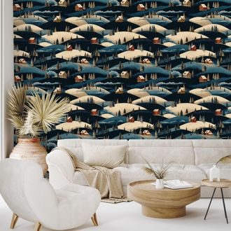 TAPETA ZIMNÍ VESNICE V HORÁCH - VZOROVANÉ TAPETY - TAPETY