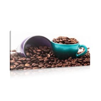 OBRAZ ŠÁLKY S KÁVOVÝMI ZRNKY - OBRAZY JÍDLA A NÁPOJE - OBRAZY