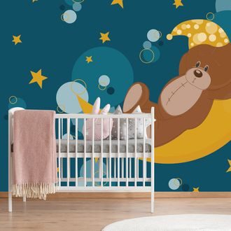 WALLPAPER TEDDY BEAR ON THE MOON - CHILDRENS WALLPAPERS - WALLPAPERS