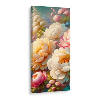 WANDBILD BUNTE PFINGSTROSEN IN VOLLER BLÜTE - BILDER BLUMEN - BILDER