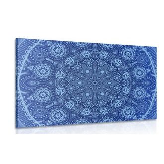 CANVAS PRINT ORNAMENTAL MANDALA WITH LACE IN BLUE COLOR - PICTURES FENG SHUI - PICTURES