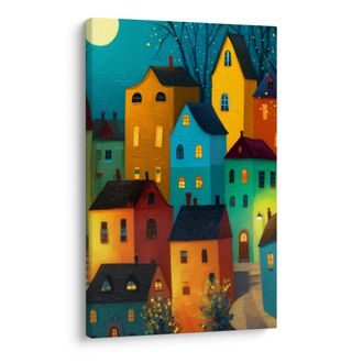 OBRAZ BAREVNÉ DOMKY V NOCI - BAREVNÉ DOMY - PICTURES