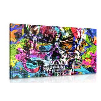 CANVAS PRINT COLORFUL ARTISTIC SKULL - POP ART PICTURES - PICTURES