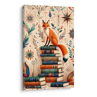 OBRAZ LIŠKY A KOUZELNÁ KNIHOVNA - OBRAZY ZVÍŘAT - OBRAZY