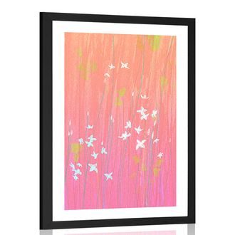 Plakát s paspartou rozkvetlé luční květiny