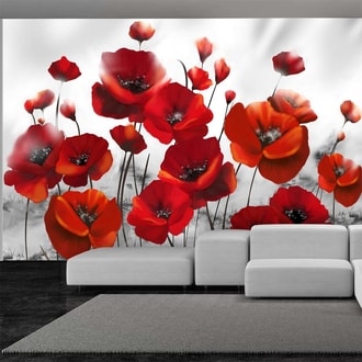 Photo wallpaper poppies in the moonlight