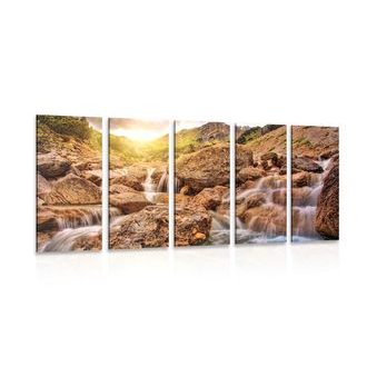 5-PIECE CANVAS PRINT HIGH MOUNTAIN WATERFALLS - PICTURES WATERFALL - PICTURES