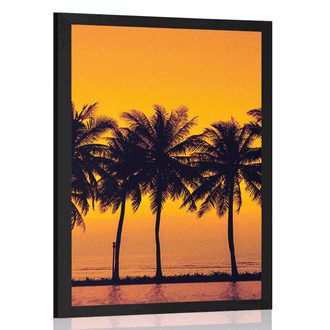 AFFICHE COUCHER DE SOLEIL SUR LES PALMIERS - NATURE - AFFICHES