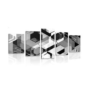 5-DÍLNÝ OBRAZ ABSTRAKTNÍ GEOMETRIE V ČERNOBÍLÉM PROVEDENÍ - ČERNOBÍLÉ OBRAZY - OBRAZY