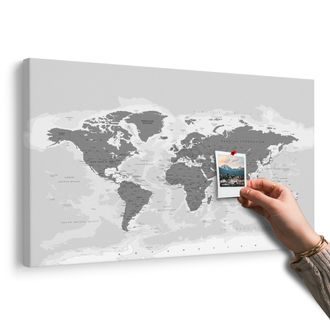OBRAZ NA KORKU MAPA SVĚTA S ČERNOBÍLÝM NÁDECHEM - OBRAZY NA KORKU - OBRAZY