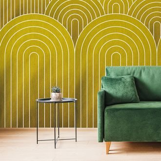 SAMOLEPÍCÍ TAPETA HOŘČIČNÝ VZOR DUHY MID-CENTURY - SAMOLEPÍCÍ TAPETY - TAPETY